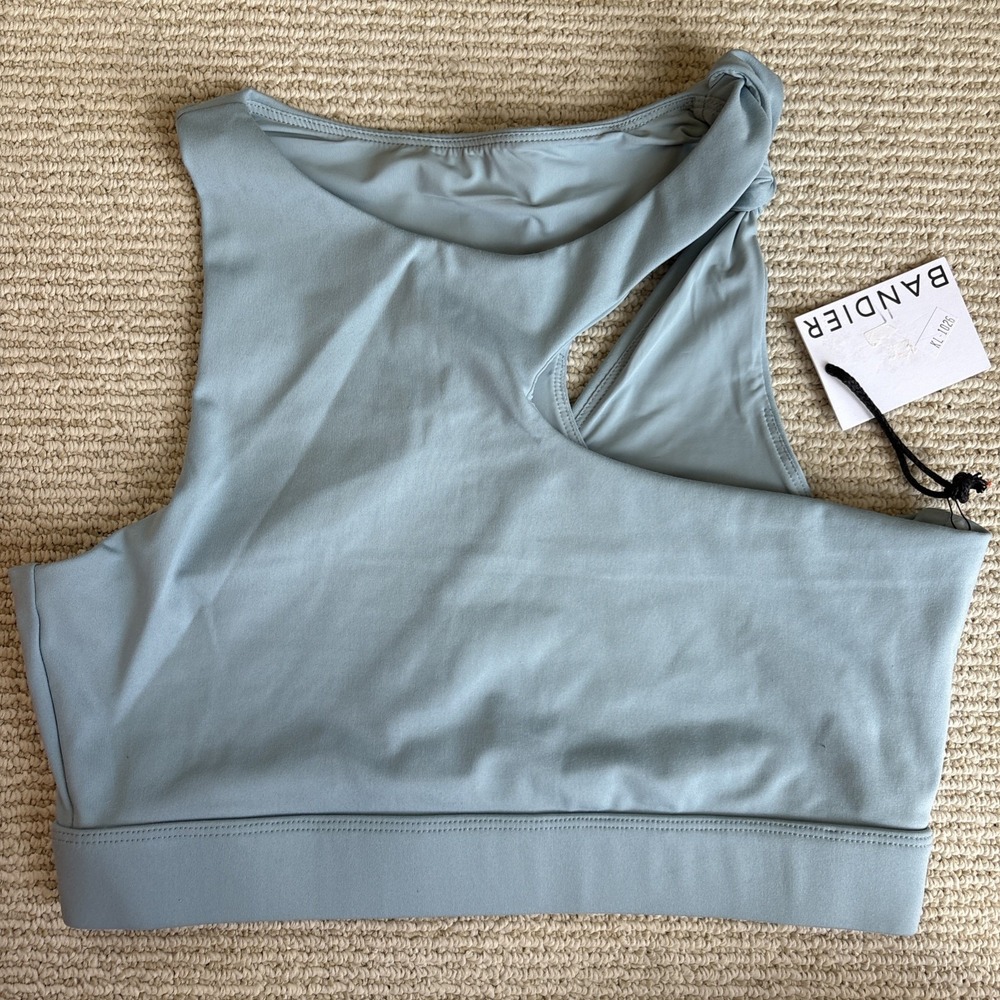 NWT Bandier Le Ore Calm Grey Nemi Asymmetric Cut Out Bra Medium $68
